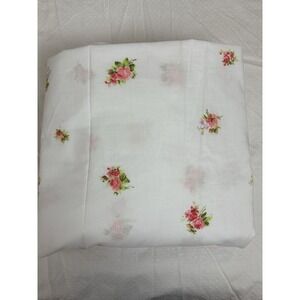 Vtg Springmaid Marvelair Double Fitted Sheet No Iron Pink Roses  Excellent  Pink